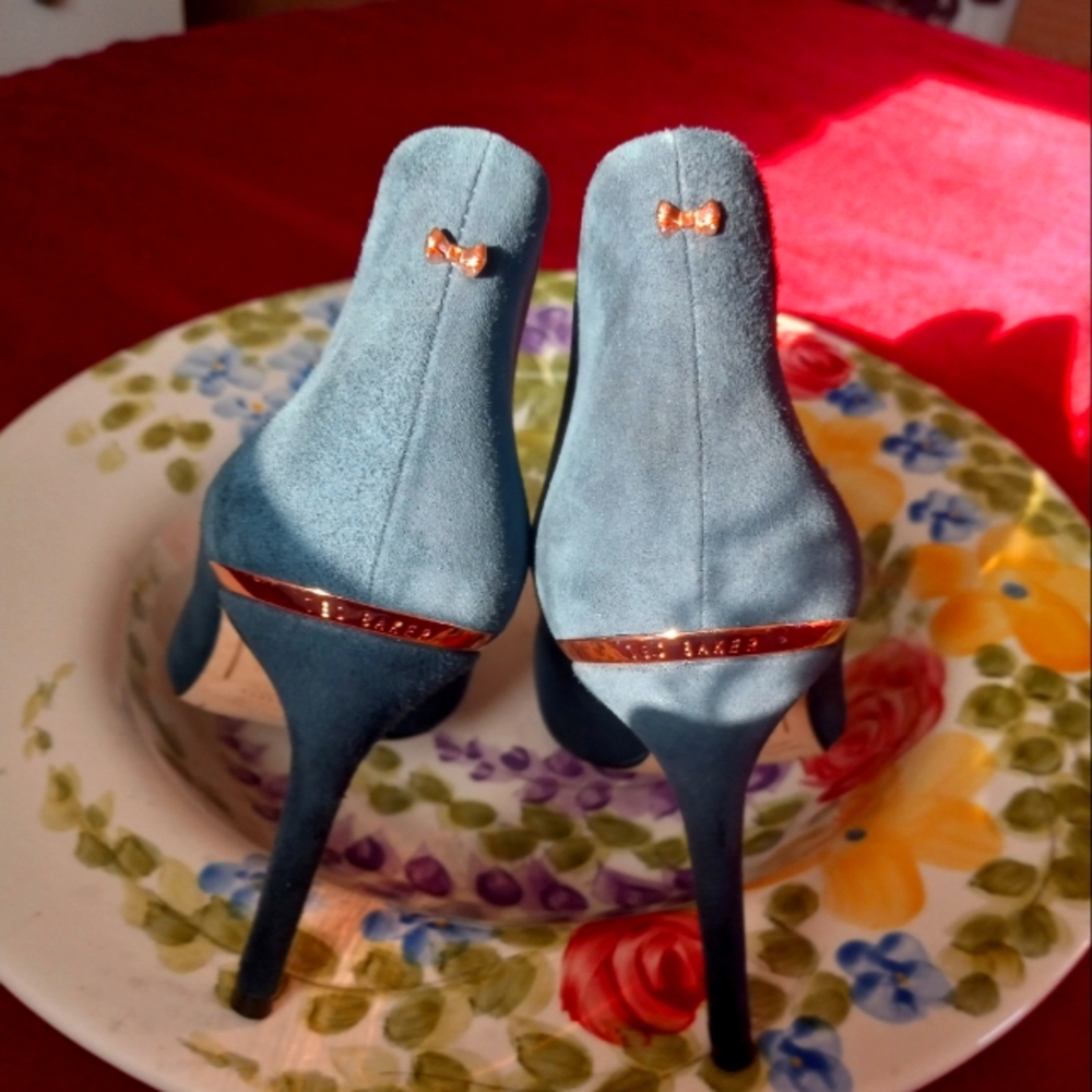 Ted Baker Teal Heels with Gold Accents